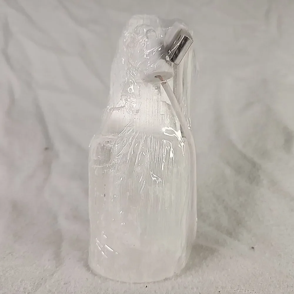 Selenite Lamp Crystal Gemstone Tower Point Lamp W/ USB LED Light Healing 5